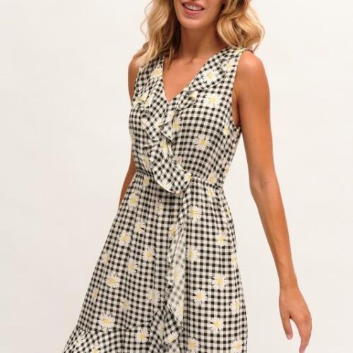 Vestido Vichy Negro Margaritas