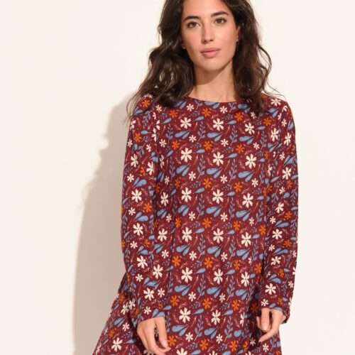 Vestido Corto Granate con Flores