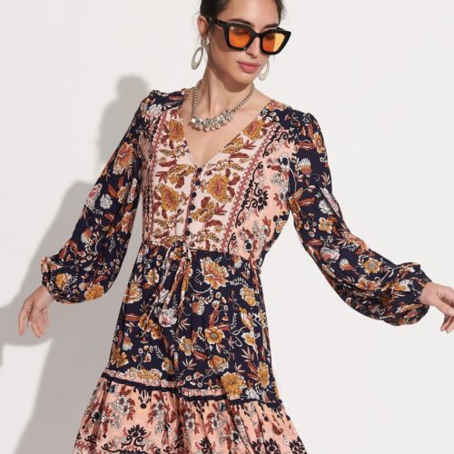 Vestido Corto Estampado Flores