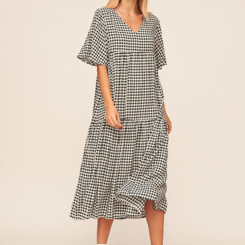 Vestido Blanco y Negro Pata de Gallo