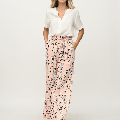 Pantalón Suelto Rosa Palo Con Estampado