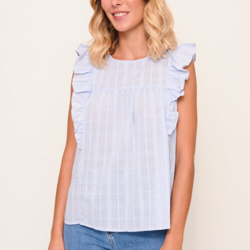 Blusa Azul Celeste Volantes