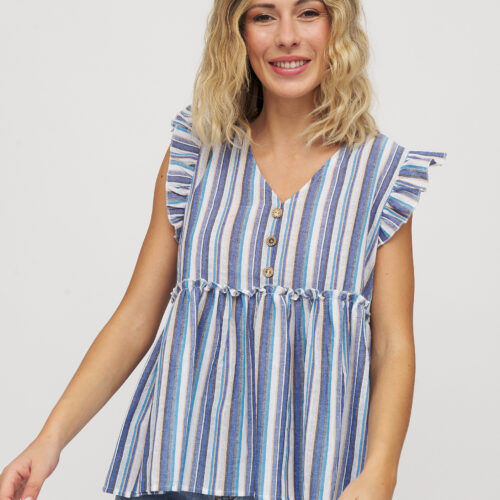 Blusa Rayas Con Volante