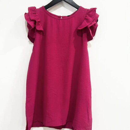 Blusa Fucsia Volantes Cuello Redondo