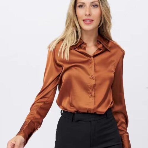 Camisa Marrón Satinada