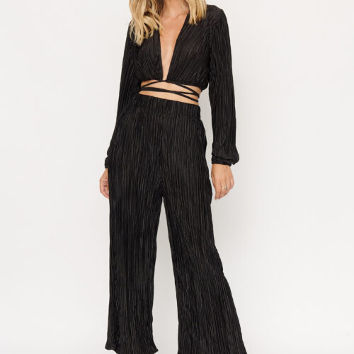 Pantalón Negro Plisado