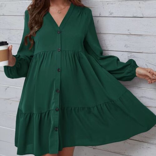 Vestido Camisero Ancho Verde