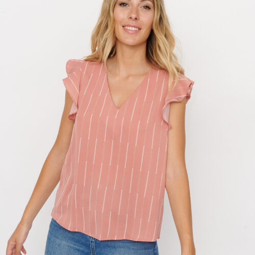 Blusa Estampado Rosa Volantes /