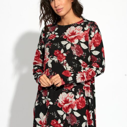 Vestido Corto Negro con Flores