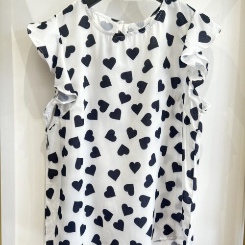 Blusa Volante Blanca Corazones