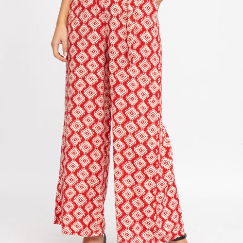 Pantalón Rojo Estampado Rombos