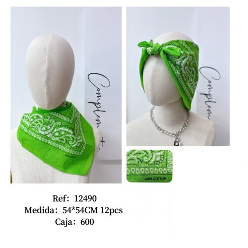 Pañuelo Cuadrado 54x54cm Paisley Verde Pistacho