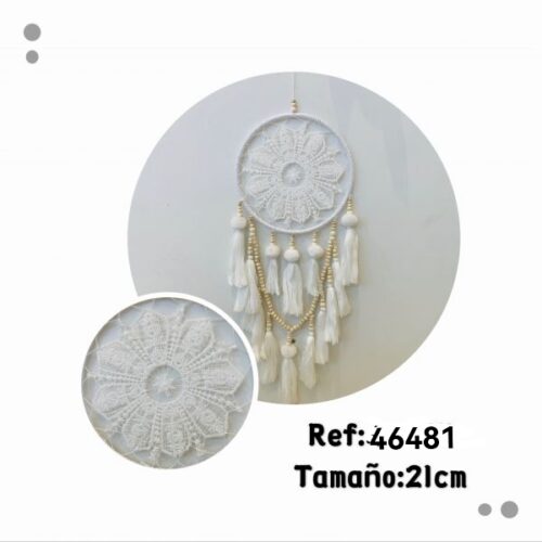 Atrapasueños Crochet Blanco Borlas 21cm