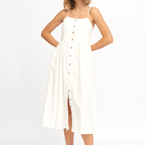 Vestido Midi Blanco Botones