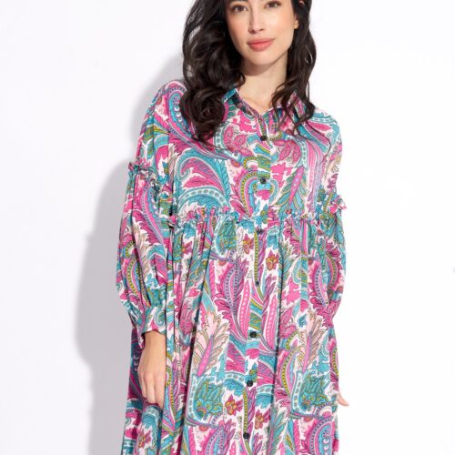 Vestido Corto Camisero Tonos Rosas