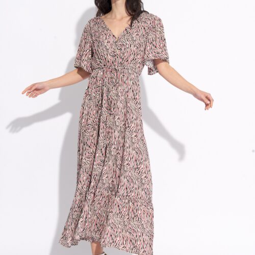 Vestido Largo Estampado Cebra Rosa