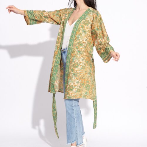 Kimono Corto Seda Estampado
