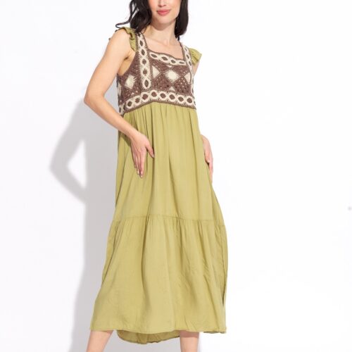 Vestido Largo Verde Crochet