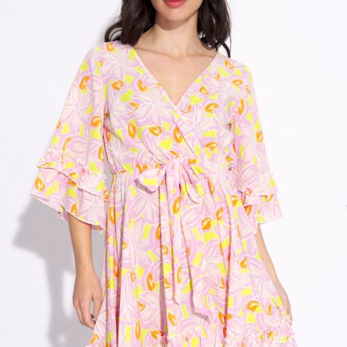 Vestido Corto Lila Estampado Flores