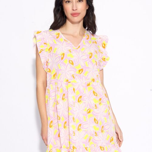 Vestido Corto Lila Estampado Flores