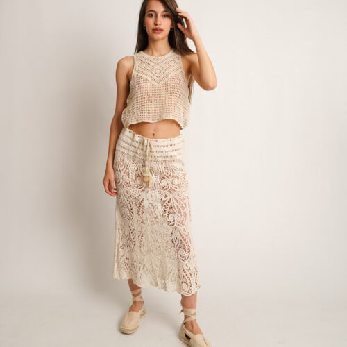 Falda Midi Cordón Metalizado