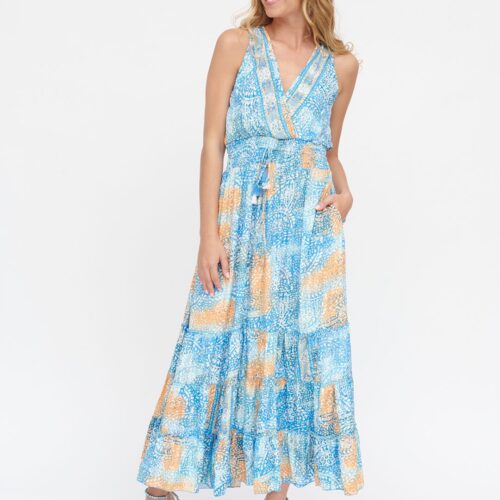 Vestido Seda Largo Estampado