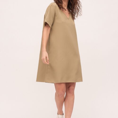 Vestido Corto Kaki Ancho