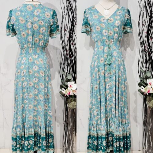 Vestido Largo Verde Estampado