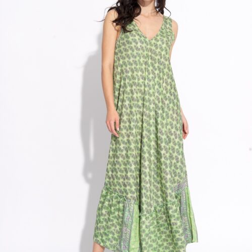 Vestido Largo Ancho Seda Estampado