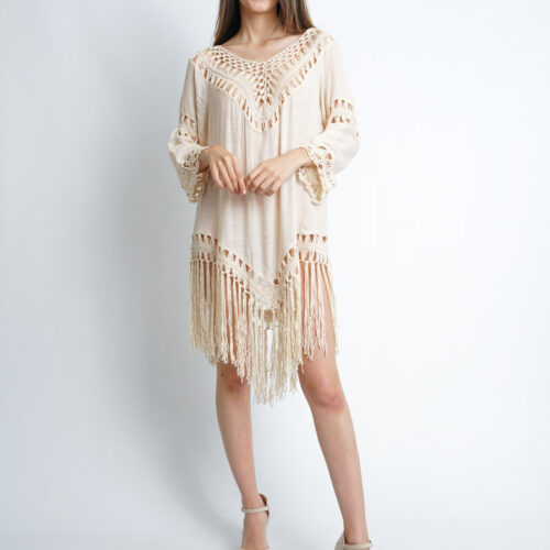 Vestido Corto Flecos Ibicenco