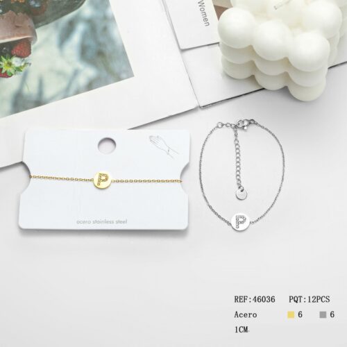 Pulsera Acero Inicial ¨P¨