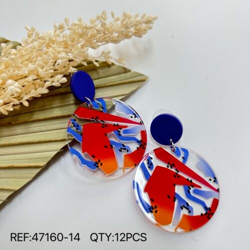 Pendientes Acrílico Redondo Rojo y Azul