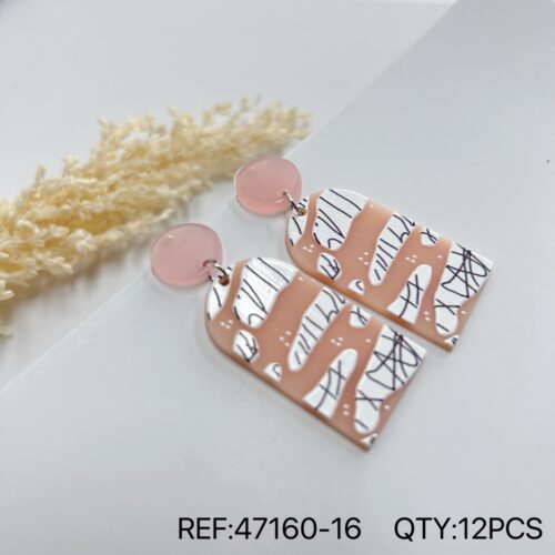 Pendientes Acrílico Rosa con Blanco