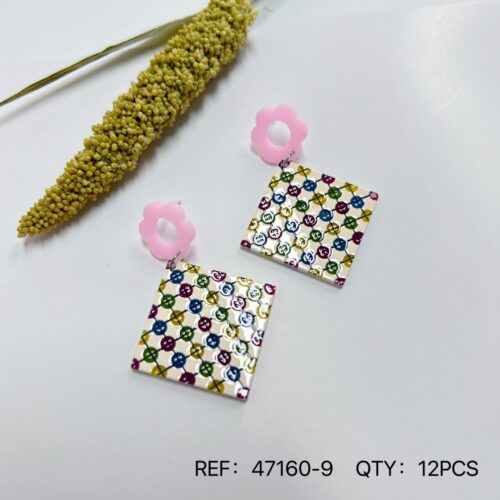 Pendientes Acrílico Mosaico Cuadrado