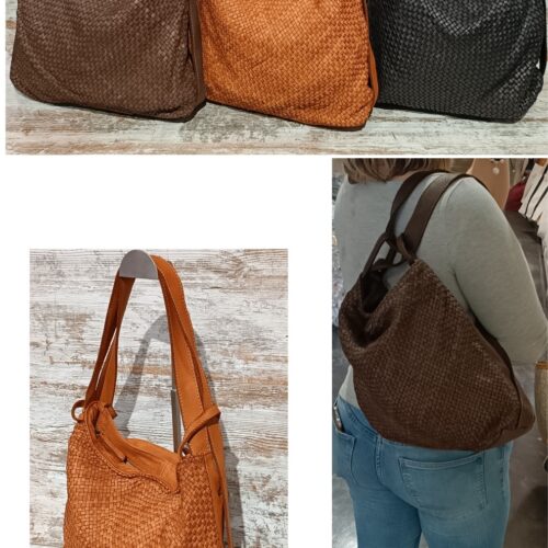 Bolso Mochila Piel Trenzado