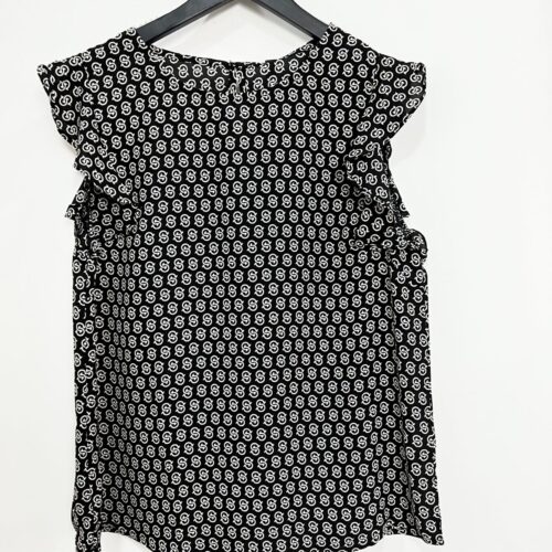 Blusa Negra Volantes Mangas Estampado S