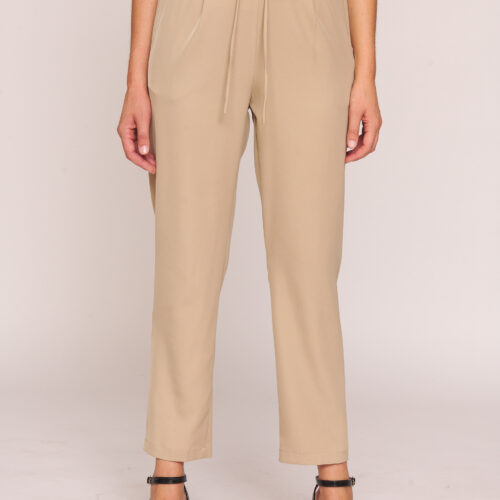 Pantalón Beige con Cintura de Cordón