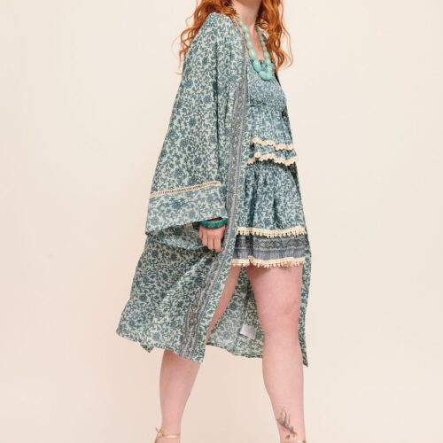 Kimono Largo Estampado Flores