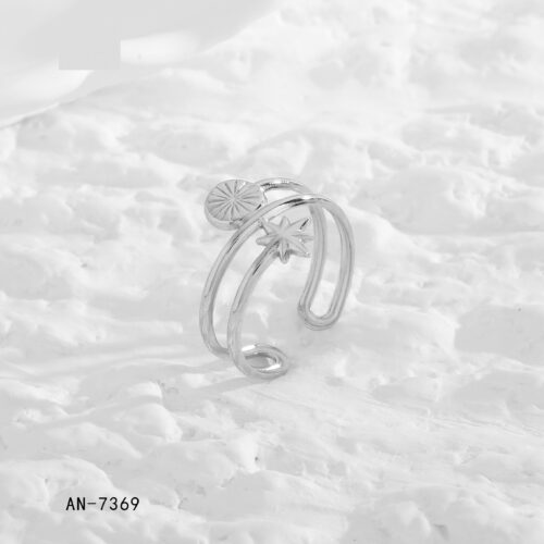Anillo Acero Plateado Estrella