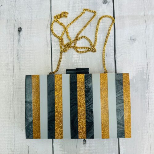 Bolso Cluth Rígido Nacarado Tricolor