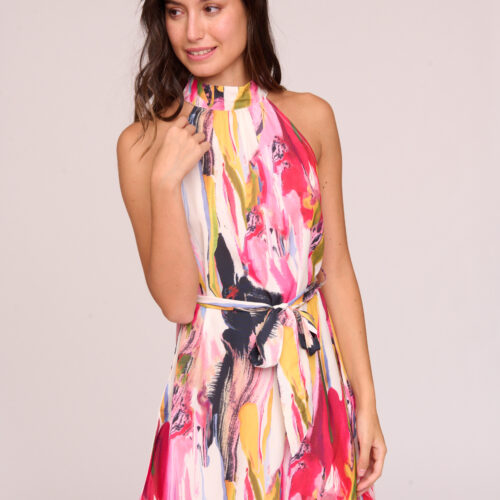 Vestido Corto Estampado Pintura