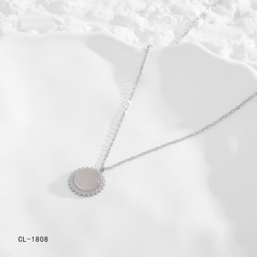 Collar Acero Plateado Sol