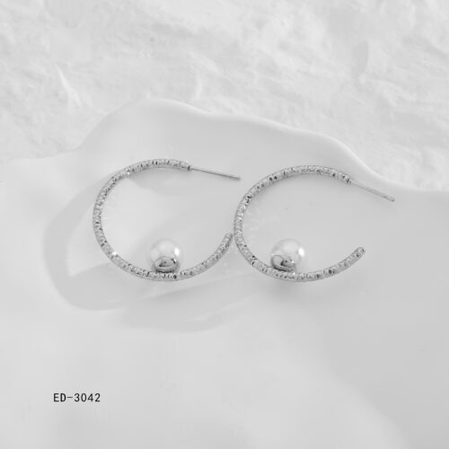 Pendientes Acero Plateado Perla