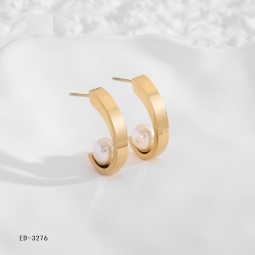 Pendientes Acero Dorado Perla