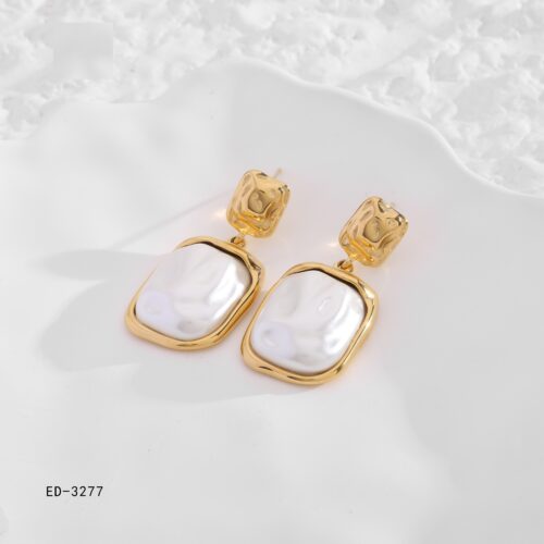 Pendientes Acero Dorado Perla