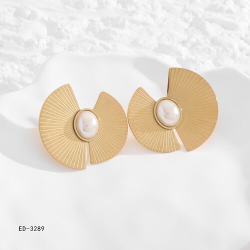 Pendientes Acero Dorado Asimétrico