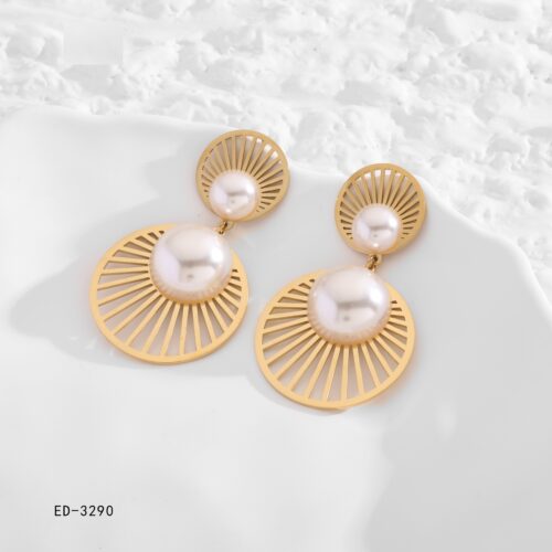 Pendientes Acero Dorado Redondo