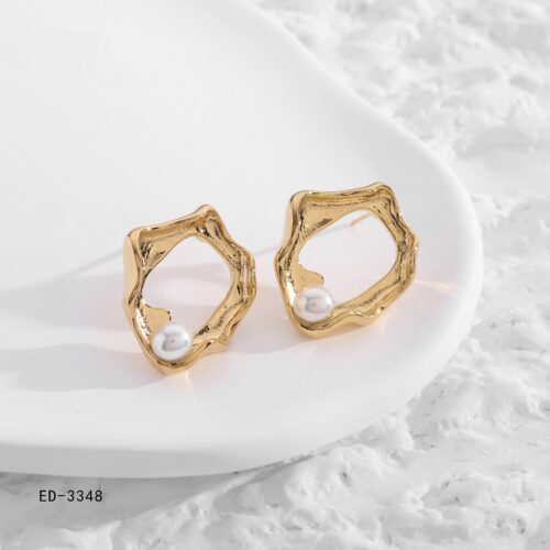 Pendientes Acero Dorado Irregular