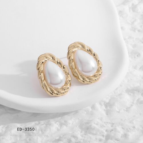 Pendientes Acero Dorado Perla