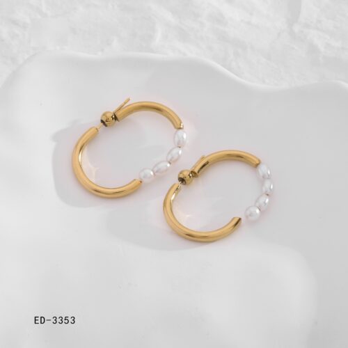 Pendientes Acero Dorado Perlas